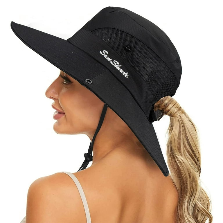 Women's Outdoor UV-Protection-Foldable Sun-Hats Mesh Wide-Brim