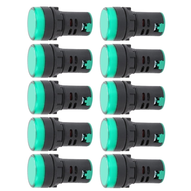 10 unidades de luz indicadora LED AD16‑22DS, luz LED verde de alto brillo para indicación de señal, CA/CC 24 V
