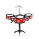 thumbnail image 4 of Batería para niños, batería de jazz para niños pequeños con baquetas y platillos, juguetes musicales para jugar 5 pads de batería rojos, 4 of 7