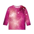 thumbnail image 4 of Girls Graphic Tees 10-12 Three Quarter Sleeve Gradient Sparkly Tops Fashion Casual Cute Crew Neck Kids T Shirts Toddler Girl Clothes Y2K Fall Fashion Tees Workout Running Outfits, Size 3-12, 4 of 5