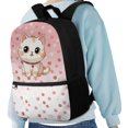 thumbnail image 4 of HUIACONG Pink Polka Dot Cat Kids Backpack for Back to School Ergonomic Adjustable Straps Water Resistant Large Capacity for Students 6‑18 Daily Use, 4 of 6