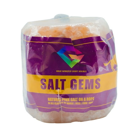 Salt Gems Himalayan Animal Salt Lick 6 lbs, Natural Pure Pink Salt Block on a Rope for Horses, Deer, Goats, (Best Salt Block For Deer)