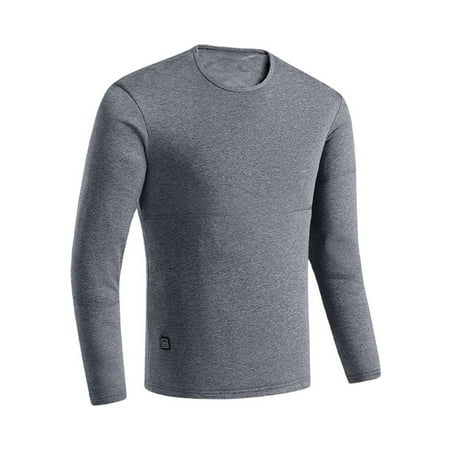 Fadeal Grey Heated Base Layer T-Shirt Men s Heated Bottom Flash Men s Usb Heated Warm T Shirt Cold Weather Warm Underwear Tops Men Shirt Deals