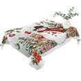thumbnail image 2 of Grey Christmas Snowman Table Cloth Waterproof Tablecloths, Xmas Snowflake Elk Tree Balls Tablecloth Dining Table Cover for Kitchen Party Tabletop Outdoor, Rectangle Tablecloth 60x84 Inch, 2 of 9
