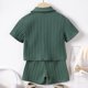 thumbnail image 3 of MKLEKYY conjunto de 2 Piezas de Ropa para Bebés y Niños Pequeños, Camisa Acanalada con Botones y Pantalones Cortos con Bolsillo, 12 Meses, 6T, Sin Camiseta, 3 of 4