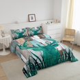 thumbnail image 2 of Teal Antler Comforter&nbsp;Set Twin Elk Deer Silhouette Rustic Bedding Set,Woodland Animals Moose Quilt Lodge Cabin Wooden Plank Duvet Insert,Country Rural Hunting Themed Reindeer Farmhouse Decor, 2 of 5