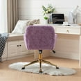 thumbnail image 3 of A&A Furniture Office Chair,Artificial rabbit hair Home Office Chair with Golden Metal Base,Adjustable Desk Chair Swivel Office Chair,Vanity Chair(Violet), 3 of 19