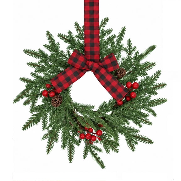 Kidzkube 4 Pack Mini Christmas Wreaths for Kitchen Cabinet, Small Candle Ring Wreath with Red Ribbon Bows, Farmhouse Decor for Windows, Weddings, Table Centerpieces
