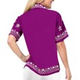 thumbnail image 2 of HAPPY BAY Women's Casual Hawaiian Blouse Shirt Solid Blouses Short Sleeve Dress Tops Tee Button up Shirts for Women XL plus-size Violet_X453, 2 of 3
