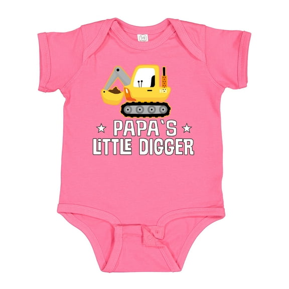 Inktastic Papa Little Digger Construction Truck Boys Baby Bodysuit