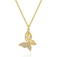 thumbnail image 1 of Zhuge Colgante de collar hecho a mano, colgante de mariposa hueca blanca con circonita (oro), 1 of 3