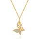 thumbnail image 1 of Nvzi Collar con colgante hecho a mano adecuado para hombres y mujeres, collar con colgante de circonita con juego de mariposas huecas blancas (oro), 1 of 3