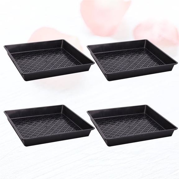 Worgeous 4 PCS Seedling Tray Hydroponics Grow Raised Plant Trays for Pots Black