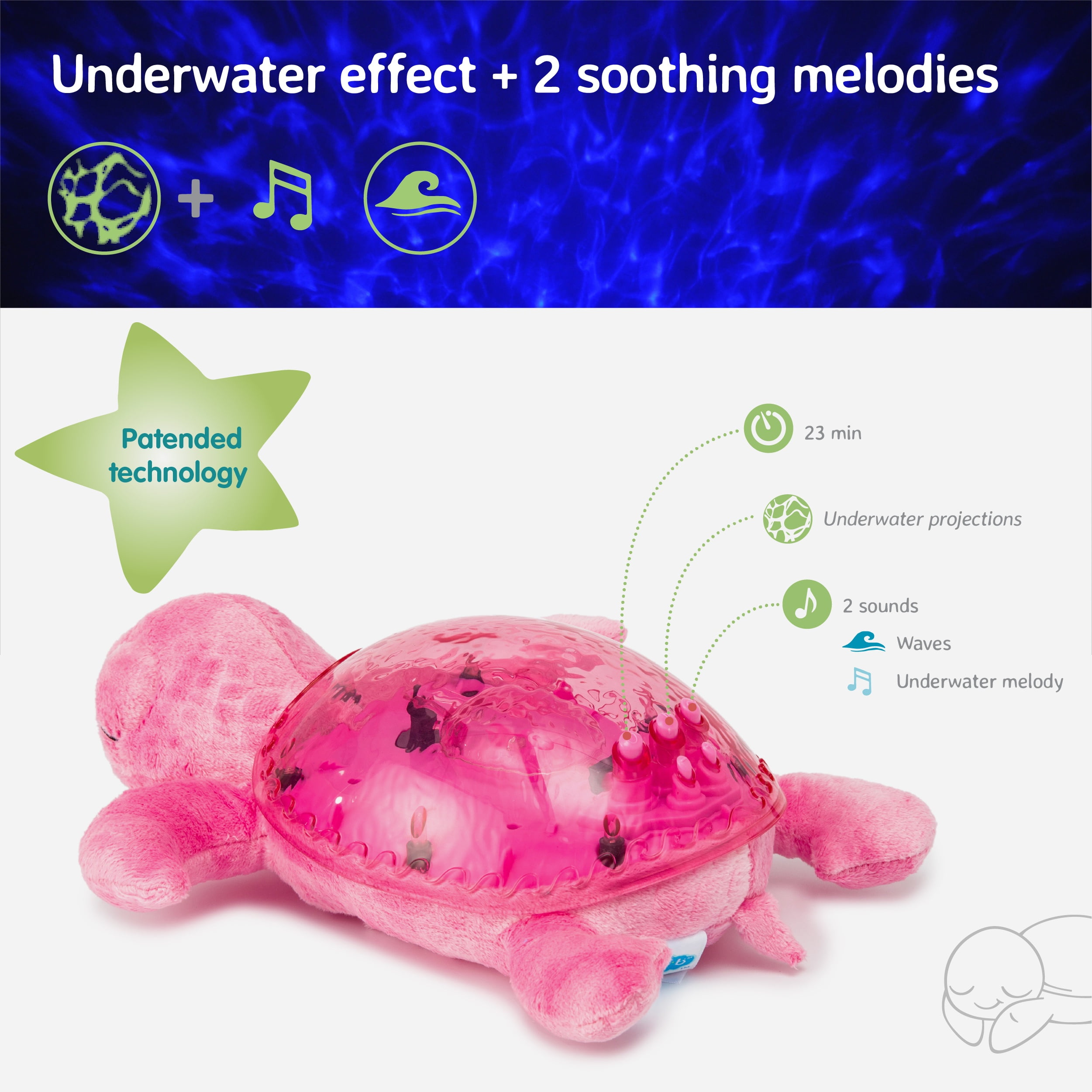 Cloud B Tranquil Turtle Sound Soother and Projector Nightlight Toy in Pink
