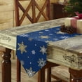 thumbnail image 3 of Table Runner Dresser Scarves Christmas Gold White Snowflake Cotton Linen Burlap Table Cover Winter Snow Texture on Blue Table Runners for Family Kitchen Dining Holiday Party Banquet Decor, 3 of 5