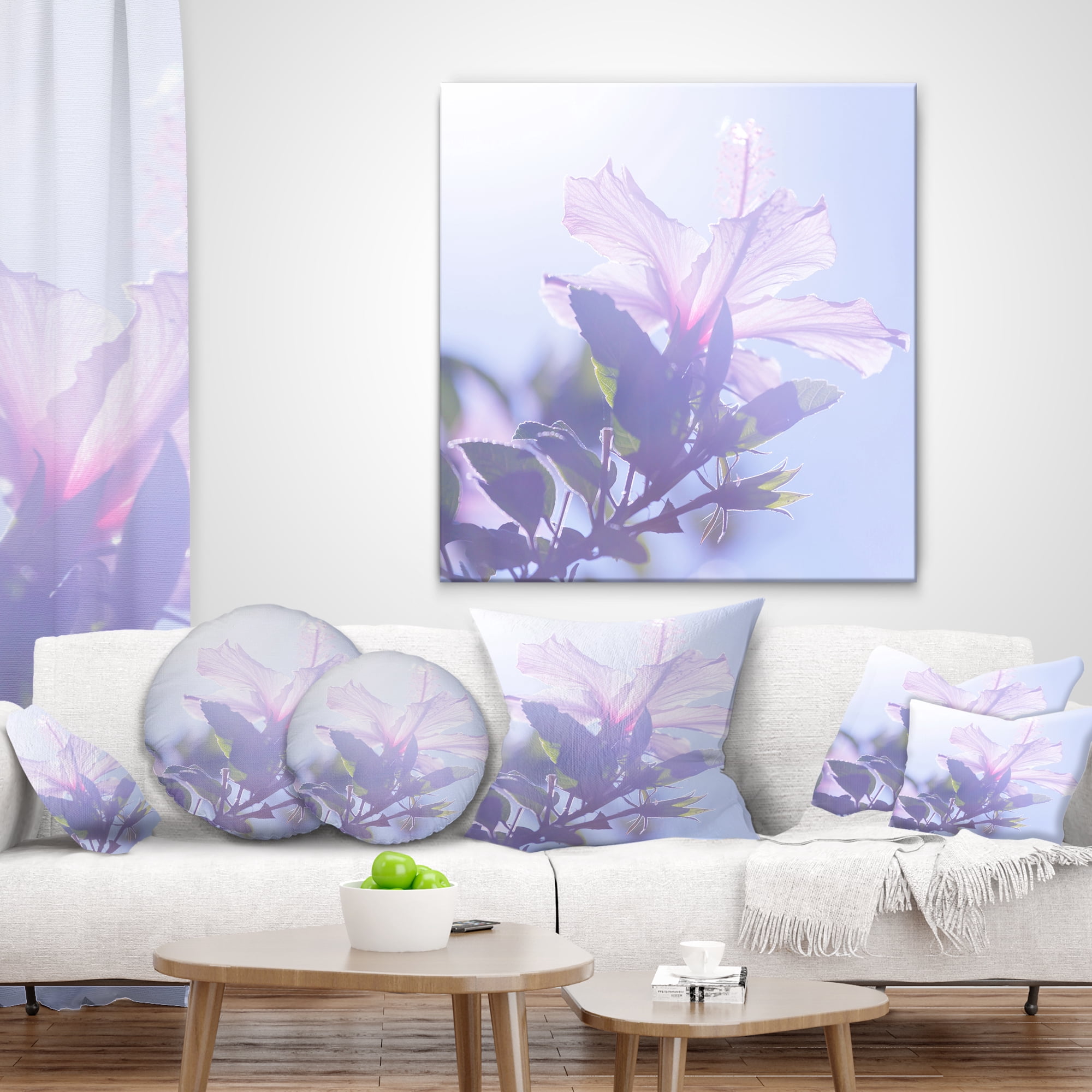 Designart Pink Hibiscus Flower in Hawaii - Flower Throw Pillow - 18x18