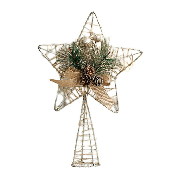 Rustic Christmas Tree Topper Star Vintage Rattan Christmas Toppers for