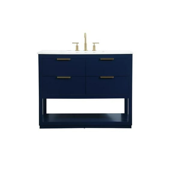 42 in. 4-Drawer Single Bathroom Vanity, Blue