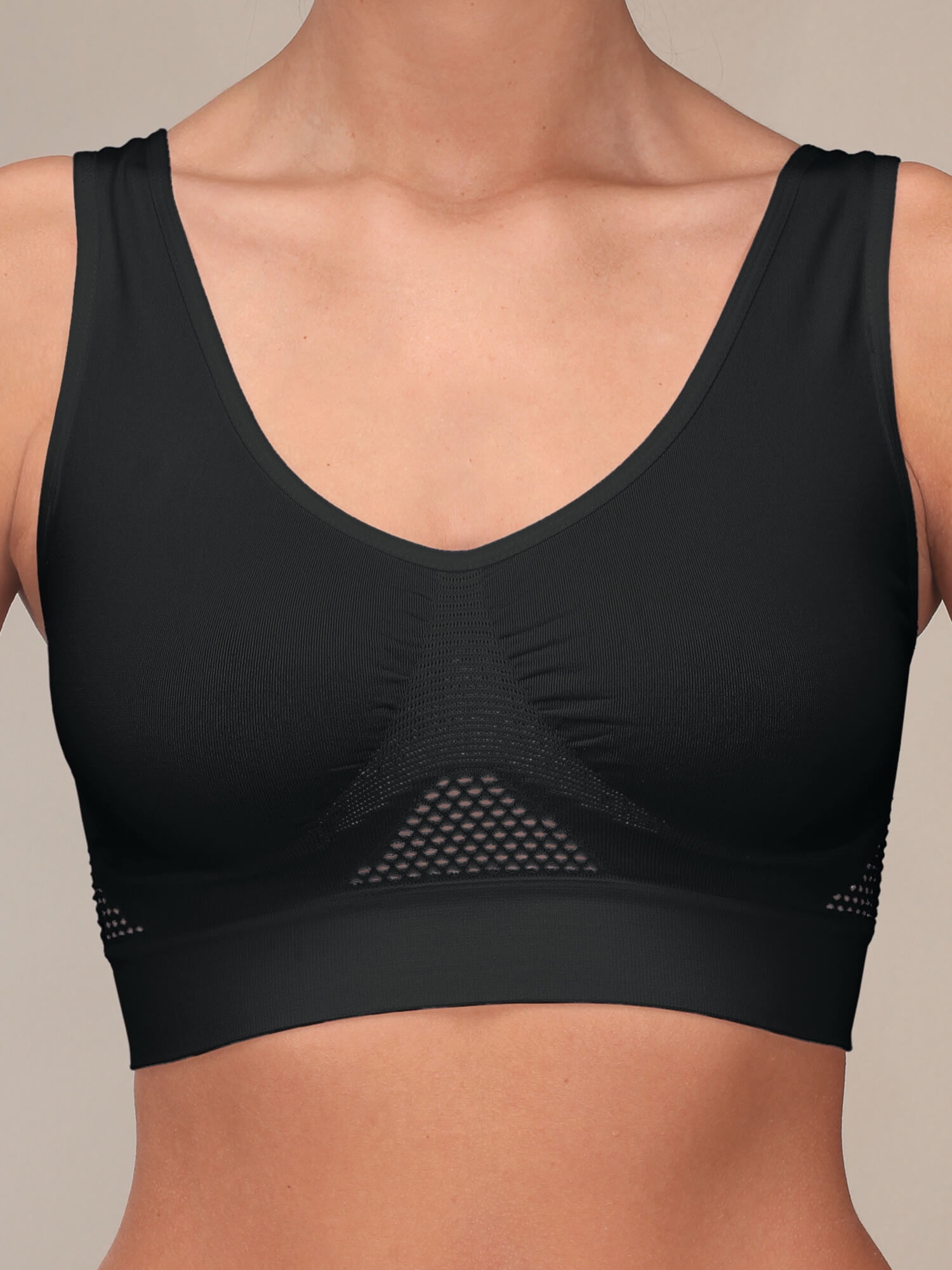 Women's Seamless Wireless Cooling Comfort Bra, Black, Medium 