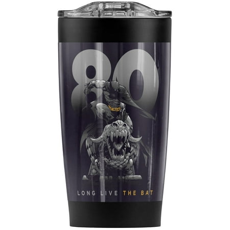 

Batman 80 Years Long Live The Bat Stainless Steel Tumbler 20 oz Coffee Travel Mug/Cup Vacuum Insulated & Double Wall with Leakproof Sliding Lid | Great for Hot Drinks and Cold Beverages