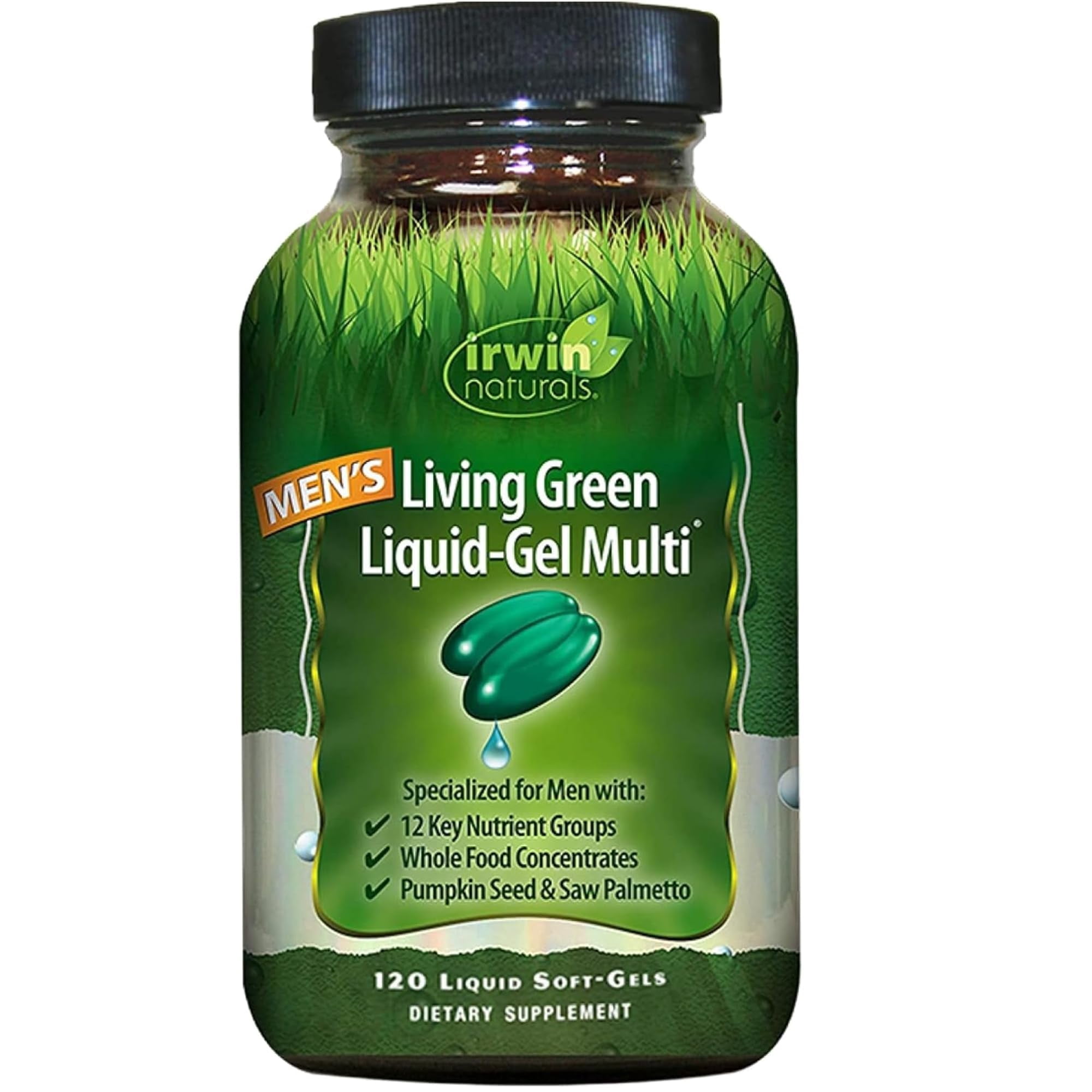Irwin Naturals Men’s Living Green Liquid-Gel Multi - 120 Softgels - Men's Multivitamin with 70+ Essential Nutrients, Vitamins & Minerals