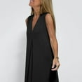 thumbnail image 2 of Vestido largo sin mangas con cuello en V para mujer: color liso, estilo boho, abertura delantera, mezcla de poliéster y spandex, largo hasta el tobillo, para verano, 2 of 8