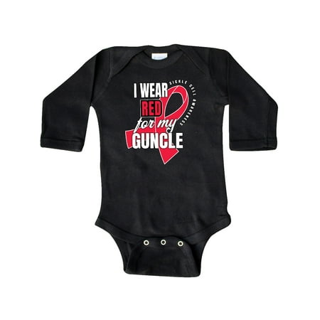 

Inktastic Sickle Cell Awareness I Wear Red For My Guncle Gift Baby Boy or Baby Girl Long Sleeve Bodysuit