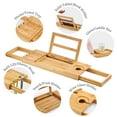 thumbnail image 6 of Utoplike Bamboo Bathtub Caddy Tray Bath Tray for Tub, Adjustable Bathroom Bathtub Organizer with Book Tablet Wine Glass Cup Towel Holder, 6 of 6