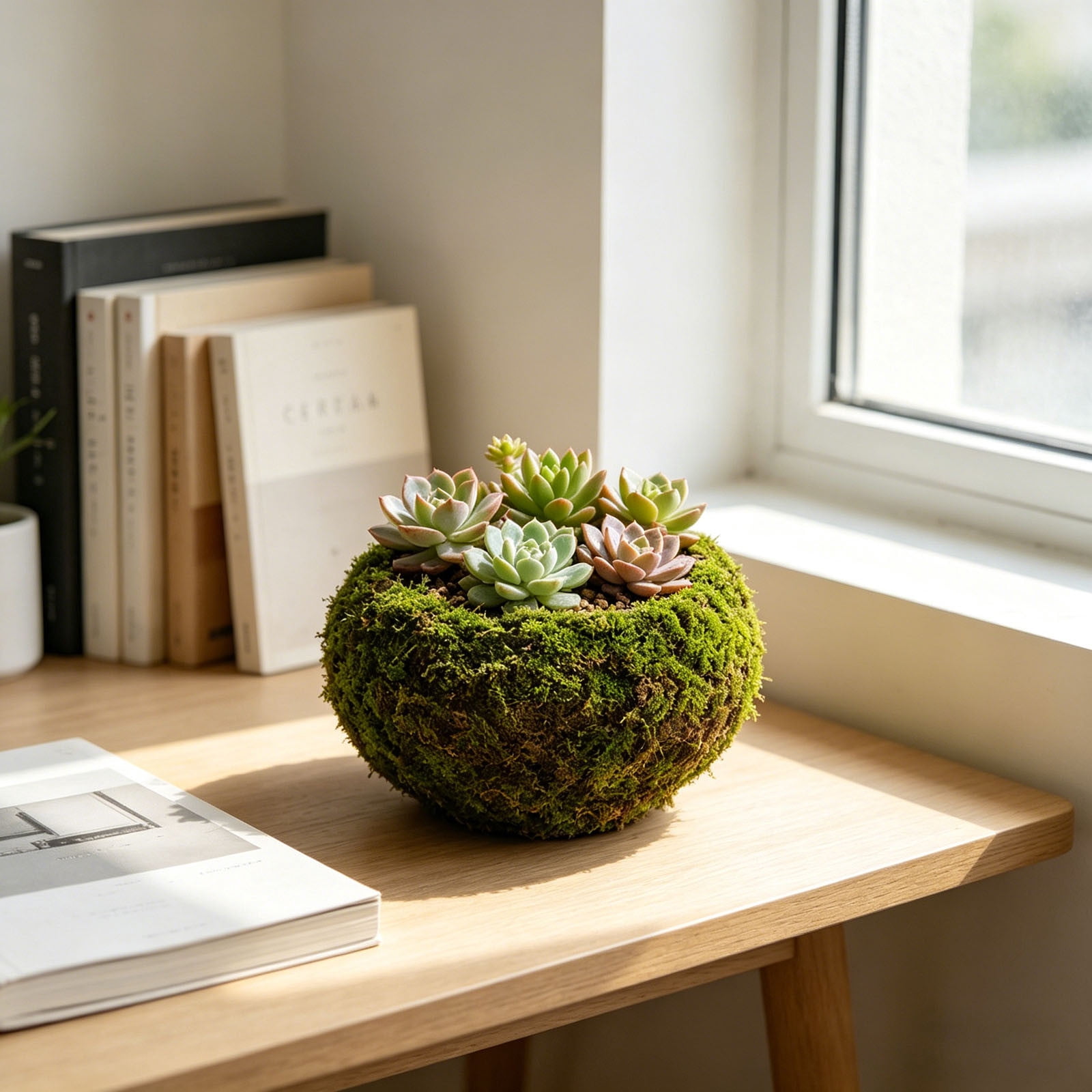 2PC Moss Ball Style Planter, 5.91 Inch Breathable Self-Absorbent Bonsai Planter Pot, Indoor Outdoor Planter for Succulent Orchid Fern, DIY Gardening Container