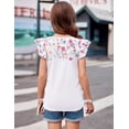 thumbnail image 3 of Arshiner Girls T Shirts Ruffle Short Sleeve Ruched Knot Side Tunic Blouse Summer Tee Tops, 3 of 6