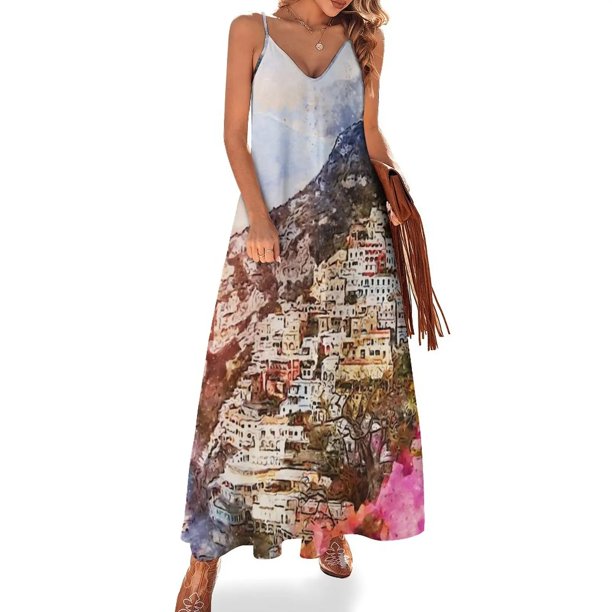 Vestido sin mangas Amalfi Italia, vestido de noche de lujo para mujer, vestido de boda, fiesta de noche
