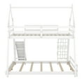 thumbnail image 6 of Euroco Twin over Queen Bunk Bed with Climbing Nets and Ramp for Kids Teens Bedroom, White, 6 of 14