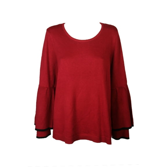 Style & Co Red Ruffled-Sleeve Sweater 1X