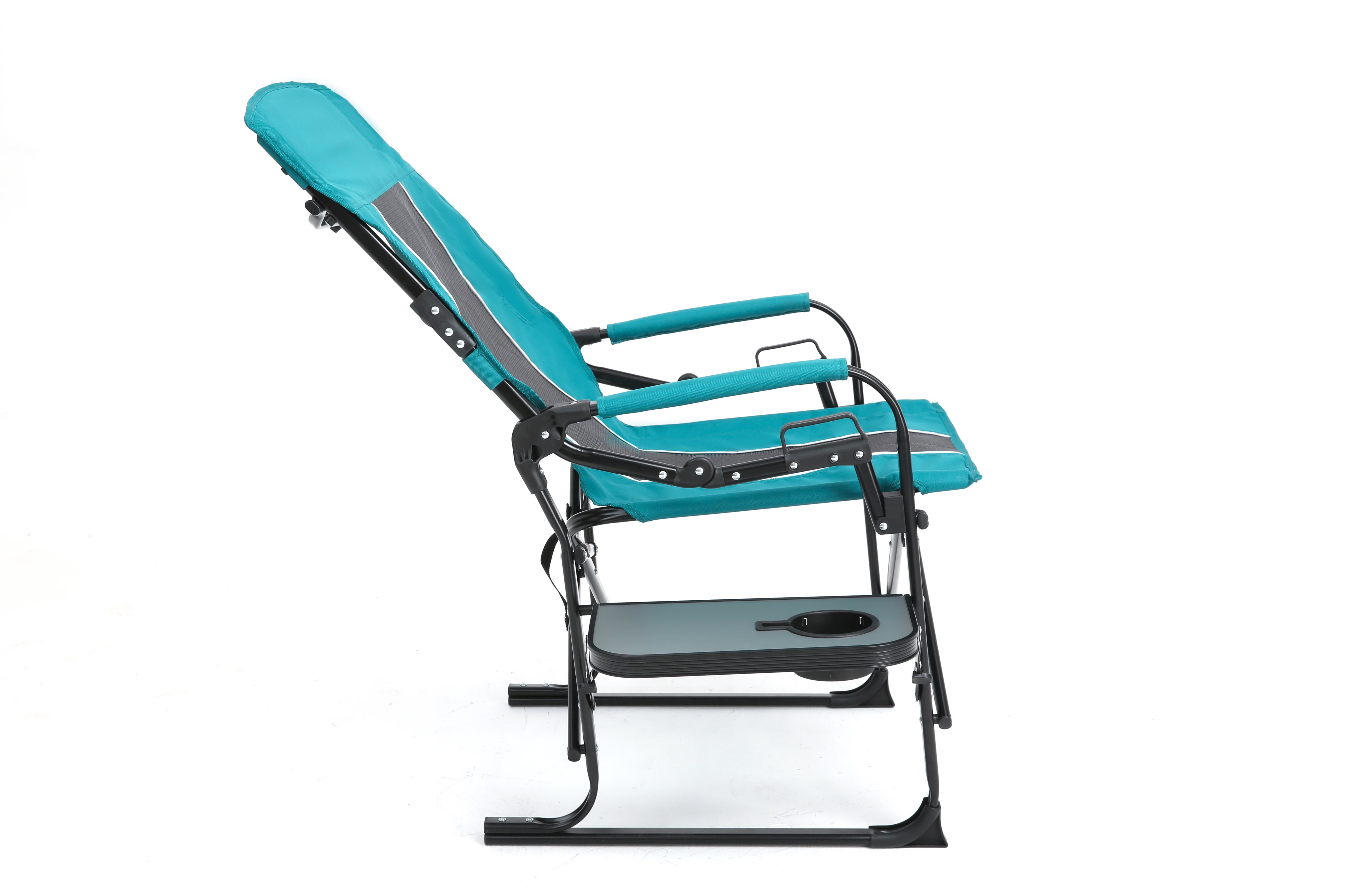 Camping Director Chair Oversized with Side Table and Cup Holder, Heavy Duty Portable Folding Chair for Beach and Lawn, Blue
