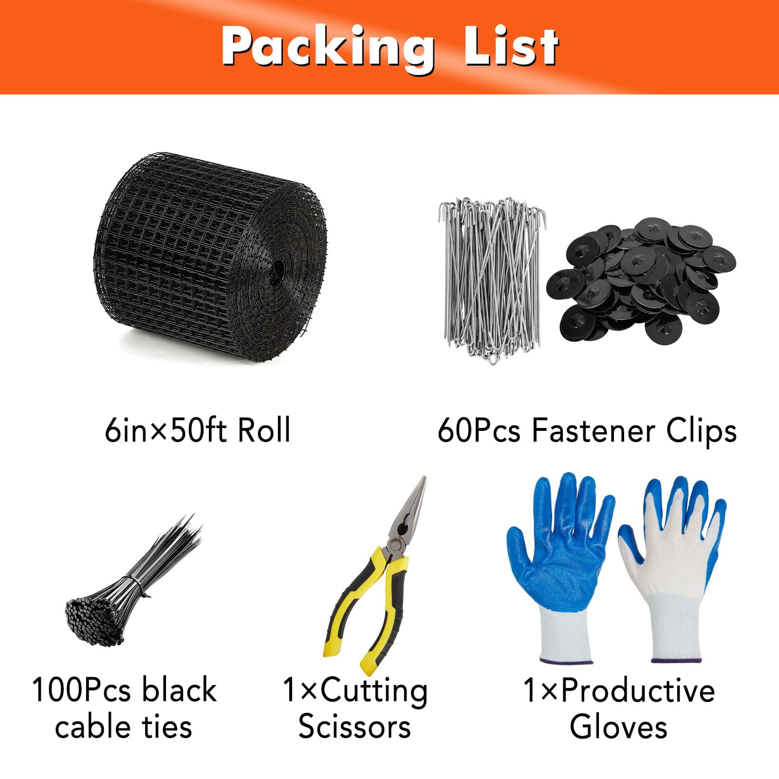 Soonbuy 6in x 100ft Solar Panel Bird Guard, Critter Guard for Solar Panels, 1/2 Inch PVC Coated Galvanized Wire Mesh Roll Kit with 100pcs Fastener Clips, 100pcs Cable Ties, Cutting Scissors and Gloves