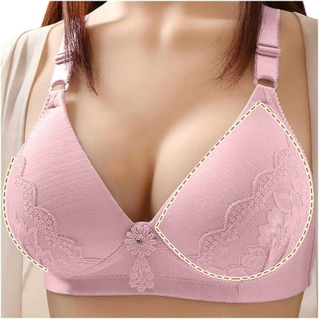 

Miluxas Clearance Women s Thin Plus Size Breathable Gathered Underwear Women s Non-steel Bra Daily Bra Pink 6(M)