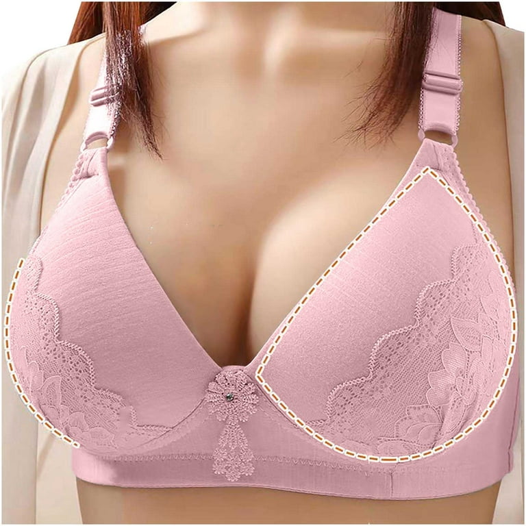 Pejock Everyday Bras for Women, Women's Ultimate Comfort Lift Wirefree Bra  Thin Large Size Breathable Gathered Underwear Non-steel Bra Daily Brass No  Underwire Pink Cup Size 38/85BC 