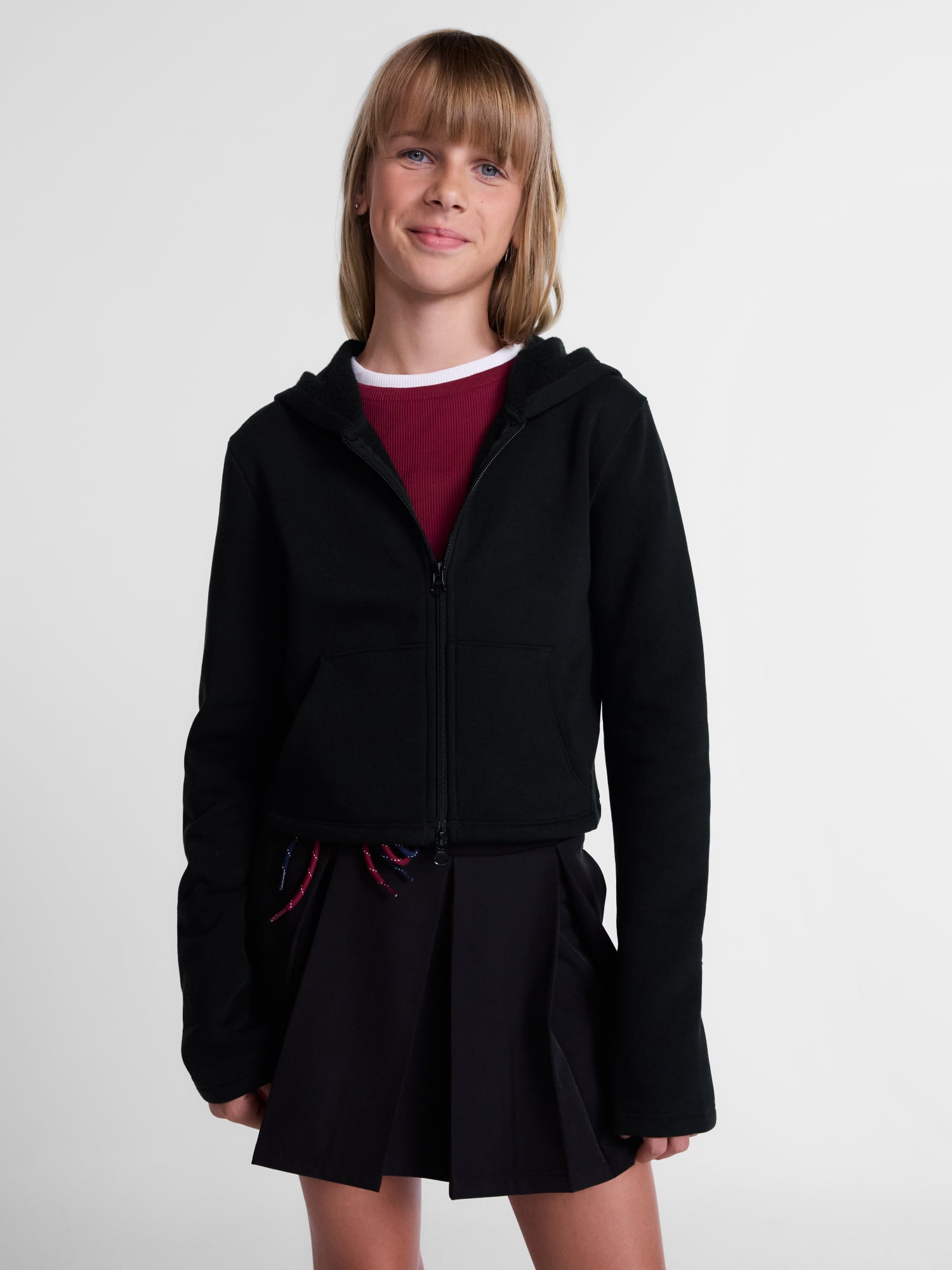 Weekend Academy Girls Fitted Zip Up Fleece Hoodie, Sizes 4-18