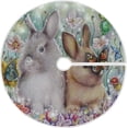 thumbnail image 1 of FMSHPON Butterfly Flower Rabbit Xmas Christmas Tree Skirt Stand Mat for Holiday Party Decoration Indoor Outdoor 48 inches, 1 of 6
