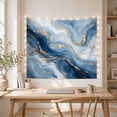 thumbnail image 5 of Flowing Blue and Gold Marble Texture on Cream Background, Serene Abstract for Art Lovers, Swirling Stone Decor, Housewarming Gift, Tapestry Wall Hanging for Bedroom and Living Room, 5 of 7