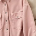 thumbnail image 4 of HAiming Women Winter Fleece Jackets Casual Comfort Long Sleeve Lapel Button down Coats Casual Warm Outwear with Pocket, 4 of 6