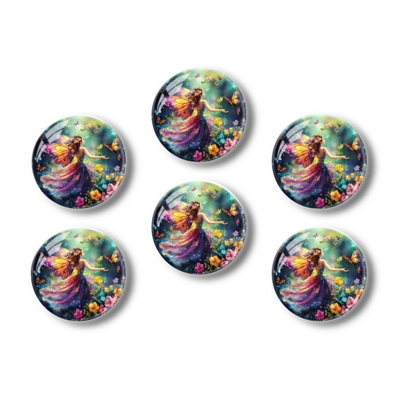 Glass Refrigerator Magnet 6Pcs Magnetic Fridge Sticker,Decor for Kitchen,Whiteboard,Cabinet,Beautiful Fairy With Flying In The Air