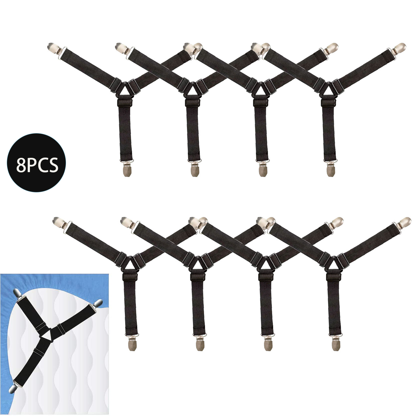 TSV Bed Sheet Holder Straps, 8/4PCS Adjustable Bed Sheet Fastener