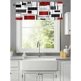 thumbnail image 3 of Curtain Valance for Windows,Red Color Block Abstract Geometric Kitchen Valances Rod Pocket Short Curtains,Irregular Line Window Treatment Panel for Bedroom Bathroom 54x18in, 3 of 9
