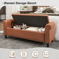 thumbnail image 5 of Vabches Bedroom Bench, End of Bed Bench with Storage,Faux Leather Window Bench with Rolled Arms,Brown, 5 of 10
