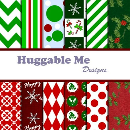 Nice Design Paper - Christmas Scrapbook Paper - Digital Format on CD, 12 Designs of digital scrapbook paper on CD By Huggable Me Designs