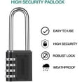 thumbnail image 4 of Daiosportswear 2PCS Combination Padlock Long Shackle Lock 4 Digit Resettable Combination Lock, 4 of 8