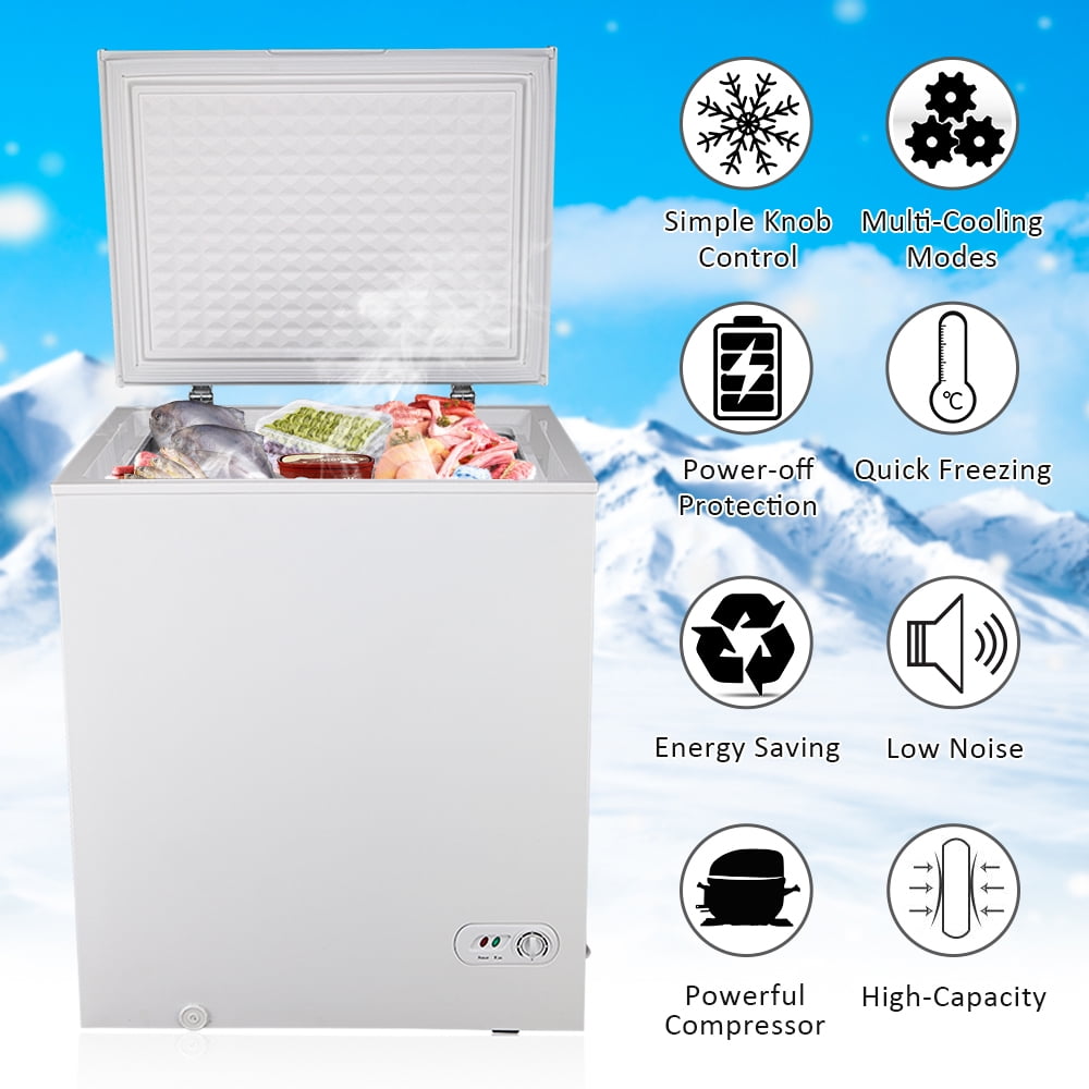 COZYSWAN Chest Freezer 5 cu.ft, Horizontal Freezer with Basket, 7