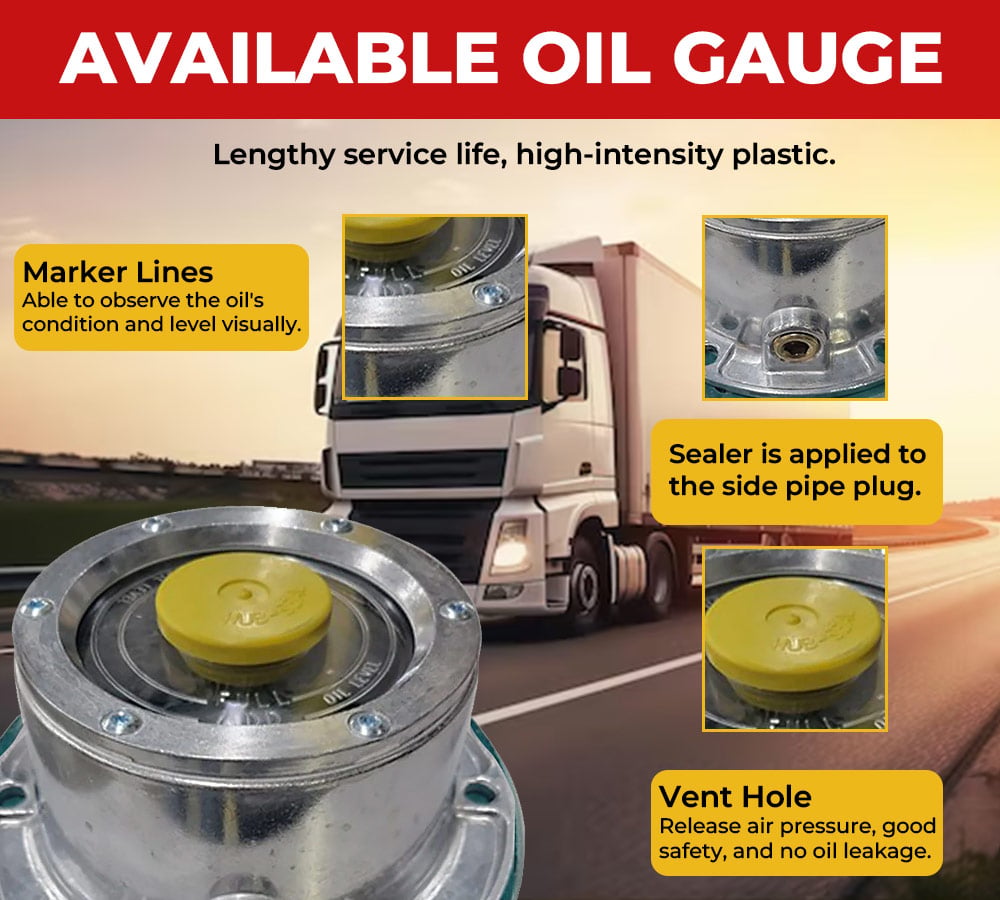 thumbnail image 2 of 2 Pack 3434009 Aluminum Trailer Hub Cap with Yellow Rubber Plugs & Gasket - 6 Holes HubCap with Side Pipe Plugs Gaskets for Trailer Axle Replaces 343-4009 19-QJ-313 342-009 8299 CHR1643, 2 of 9