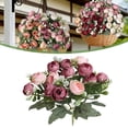 thumbnail image 3 of 2 Pcs Rose Artificial Flowers Fake Flowers Bouquet 15 Heads Silk Faux Floral Bundles with Stem for Home Bridal Wedding Arrangements Table Centerpieces Party Decor (Dark Pink), 3 of 5